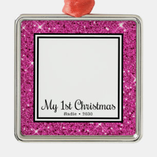 Eerste kerstfoto van Puppy Metalen Ornament