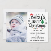 Eerste kerstfoto van Red & Green Baby Feestdagenkaart (Voorkant)