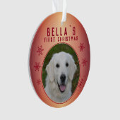 Eerste kerstfoto van Red Snowflake Puppy Ornament (voorkant)