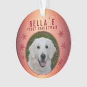 Eerste kerstfoto van Red Snowflake Puppy Ornament (voorkant)