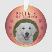 Eerste kerstfoto van Red Snowflake Puppy Ornament (voorkant)