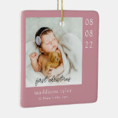 Eerste kerstfoto van Roze Baby Keramisch Ornament (Rechts)