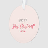 Eerste kerstfoto van roze en rode puppy Dog Ornament (voorkant)