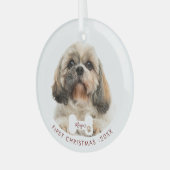 Eerste kerstfoto van Shih Tzu Dog Pet Glas Ornament (Voorkant links)