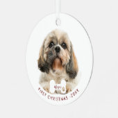 Eerste kerstfoto van Shih Tzu Dog Pet Metalen Ornament (Voorkant links)