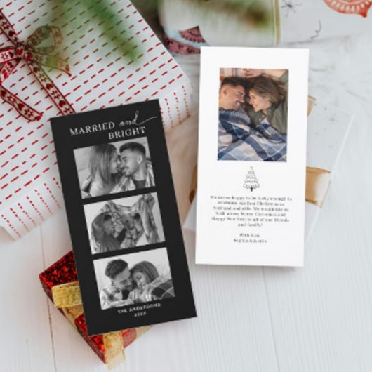 Eerste kerstfoto van stel feestdagenkaart