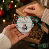 Eerste kerstfoto van verloofd stel keramisch ornament
