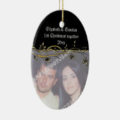 Eerste kerstfoto van Wedding Couple Keramisch Ornament (Rechts)