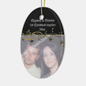 Eerste kerstfoto van Wedding Couple Keramisch Ornament (Links)