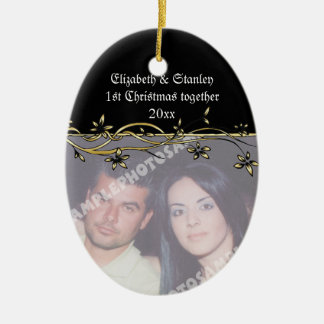 Eerste kerstfoto van Wedding Couple Keramisch Ornament