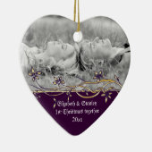 Eerste kerstfoto van Wedding Couple Keramisch Ornament (Rechts)