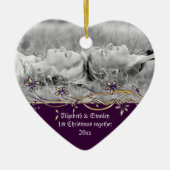 Eerste kerstfoto van Wedding Couple Keramisch Ornament (Voorkant)