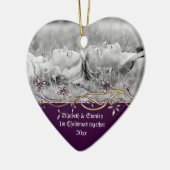 Eerste kerstfoto van Wedding Couple Keramisch Ornament (Links)