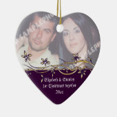 Eerste kerstfoto van Wedding Couple Keramisch Ornament (Rechts)