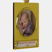 Eerste kerstfoto verguld banner ornament (Rechts)