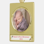 Eerste kerstfoto verguld banner ornament (Links)
