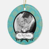 Eerste kerstfoto voor annament Elegant Snowflakes Keramisch Ornament (Links)