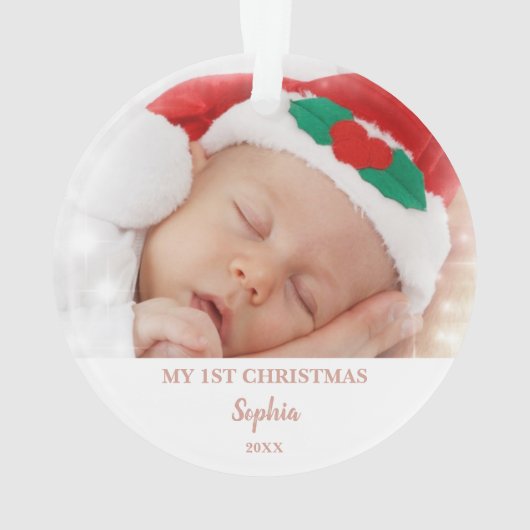 Eerste kerstfoto voor baby Glitter Sleuf Ornament (achterkant)