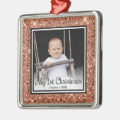 Eerste kerstfoto voor baby's metalen ornament (Links)