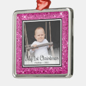 Eerste kerstfoto voor baby's metalen ornament (Links)