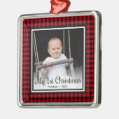 Eerste kerstfoto voor baby's metalen ornament (Links)