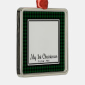 Eerste kerstfoto voor baby's metalen ornament (Rechts)