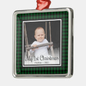 Eerste kerstfoto voor baby's metalen ornament (Links)