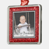 Eerste kerstfoto voor baby's metalen ornament (Links)