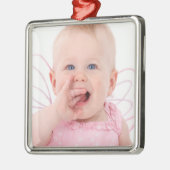 Eerste kerstfoto voor baby's metalen ornament (Links)