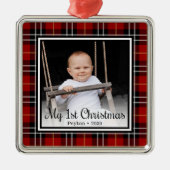 Eerste kerstfoto voor baby's metalen ornament (Voorkant)