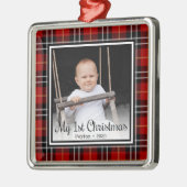 Eerste kerstfoto voor baby's metalen ornament (Links)