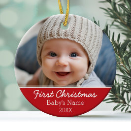 Eerste kerstfoto voor baby's - Modern minimalist Keramisch Ornament