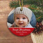 Eerste kerstfoto voor baby's - Modern minimalist Keramisch Ornament