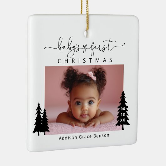 Eerste kerstfoto voor baby's Ornament (Rechts)