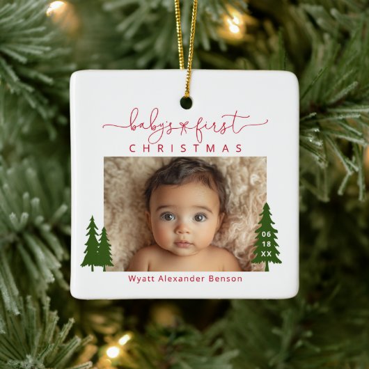 Eerste kerstfoto voor baby's Ornament (Boom)