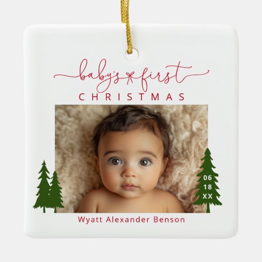 Eerste kerstfoto voor baby's Ornament (Voorkant)