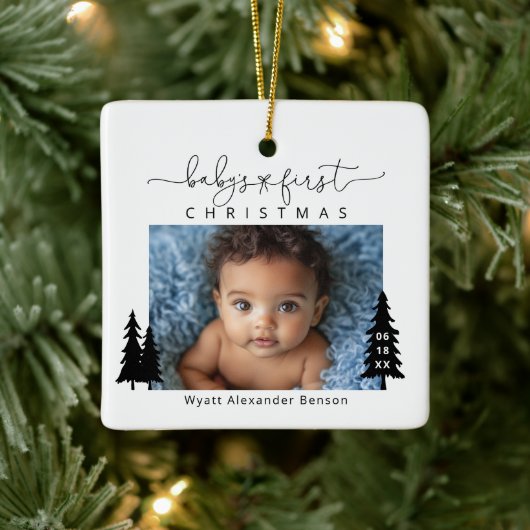 Eerste kerstfoto voor baby's Ornament (Boom)