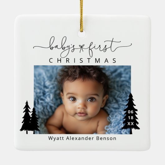 Eerste kerstfoto voor baby's Ornament (Achterkant)