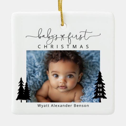 Eerste kerstfoto voor baby's Ornament (Voorkant)