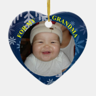 Eerste kerstfoto voor grootmoeder keramisch ornament