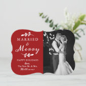 Eerste kerstfoto voor huwelijksfeest feestdagenkaart (Staand voorkant)