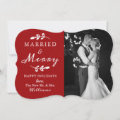 Eerste kerstfoto voor huwelijksfeest feestdagenkaart (Voorkant)