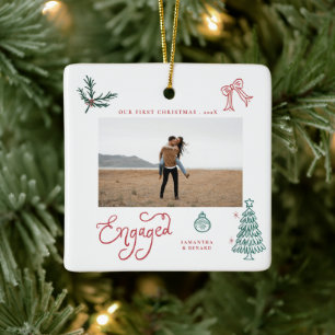 Eerste kerstfoto voor verloofde stellen - Whimsica Keramisch Ornament