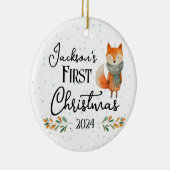 Eerste kerstfoto Waterverf Fox Keramisch Ornament (Rechts)