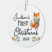 Eerste kerstfoto Waterverf Fox Keramisch Ornament (Links)
