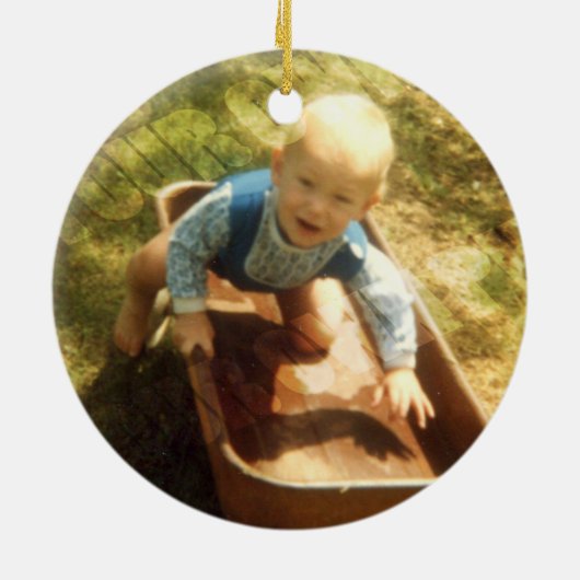 Eerste kerstfoto Waterverf Fox Keramisch Ornament (Achterkant)