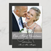 Eerste kerstfoto-Wenskaart | Monogram Feestdagenkaart (Voorkant / Achterkant)