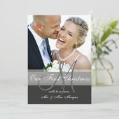 Eerste kerstfoto-Wenskaart | Monogram Feestdagenkaart (Staand voorkant)