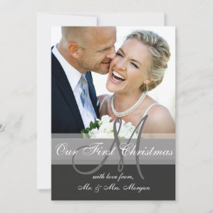 Eerste kerstfoto-Wenskaart   Monogram Feestdagenkaart