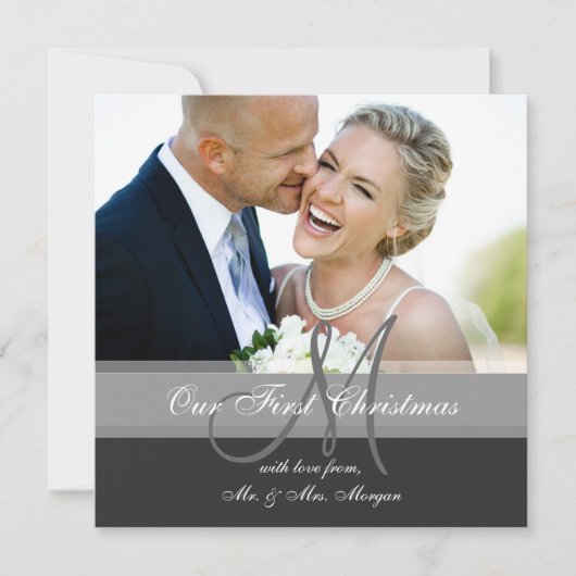 Eerste kerstfoto-Wenskaart | Monogram Feestdagenkaart (Voorkant)